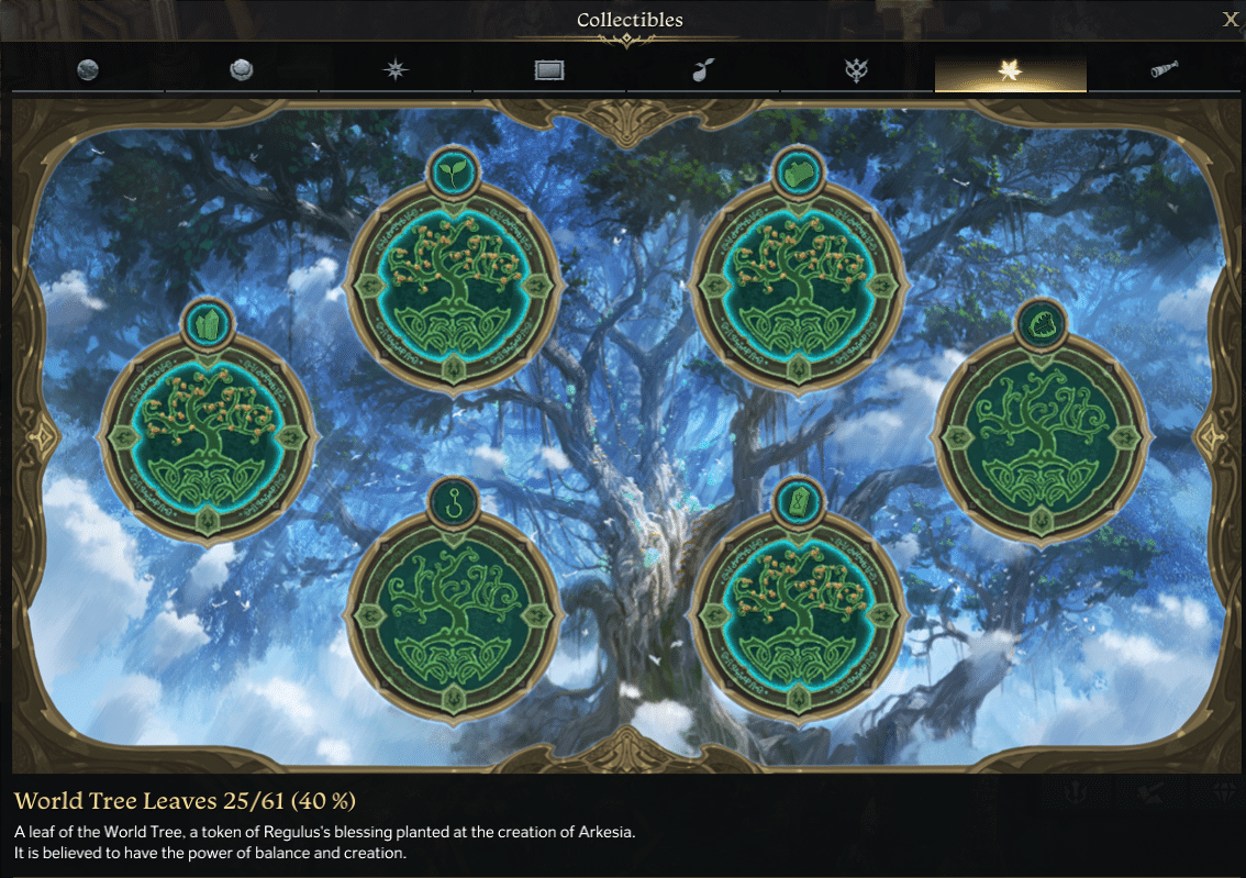 World Tree Leaves Collectibles UI