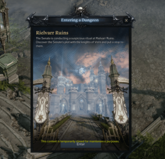 Rielvarr Ruins - Prevention of Endless Loading Screen by putting it into maintenance mode