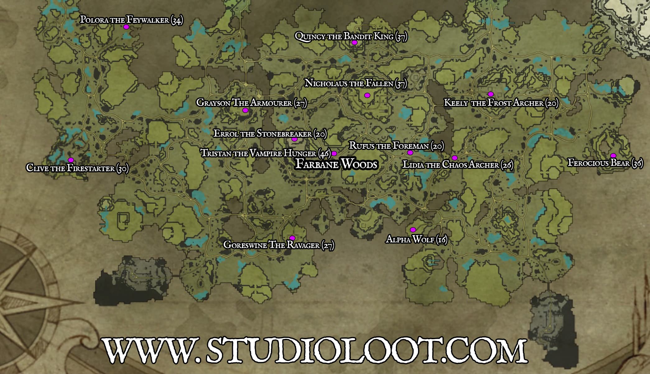 Farbane Woods Boss Locations