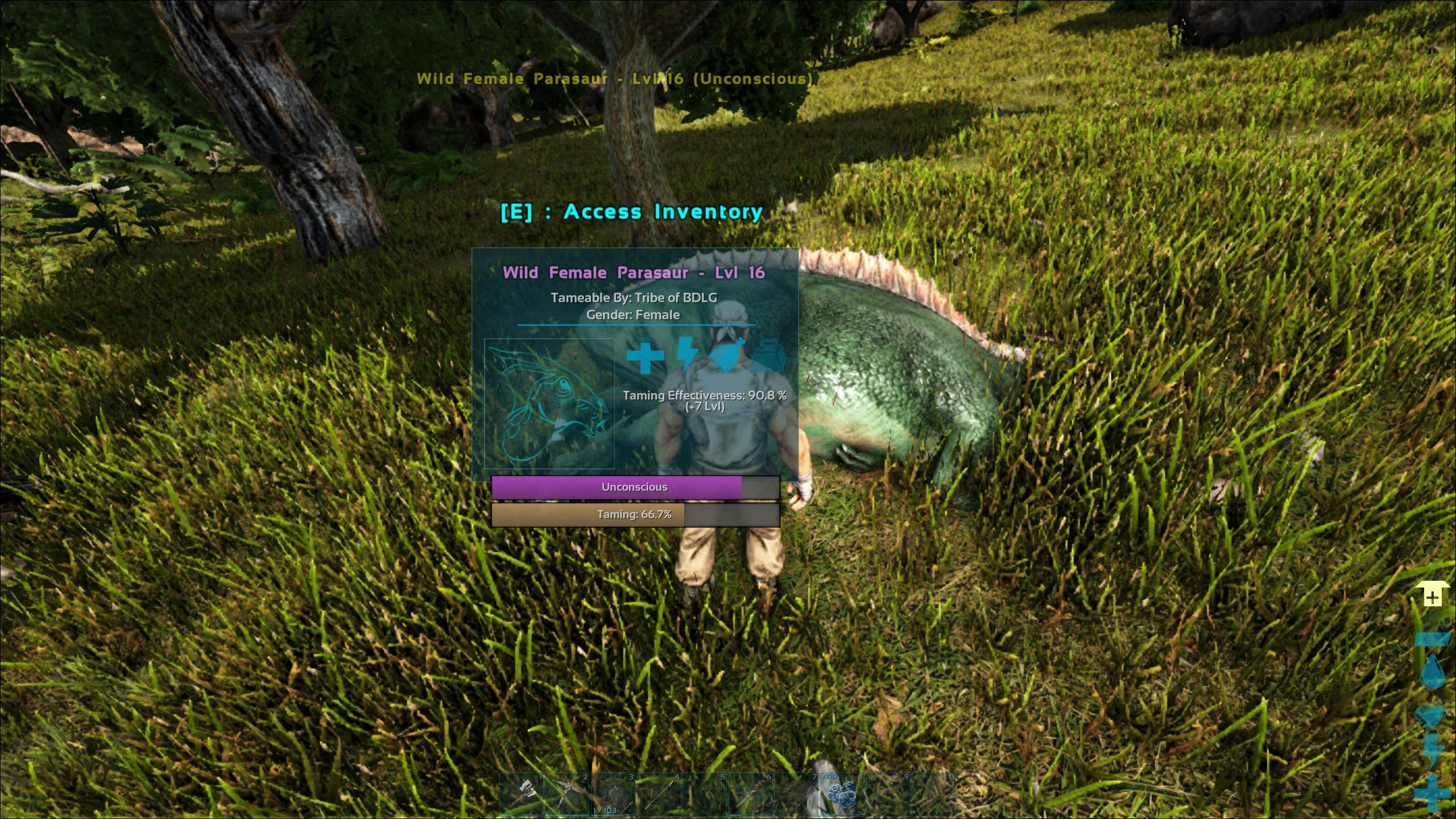 parasaur tame in ark