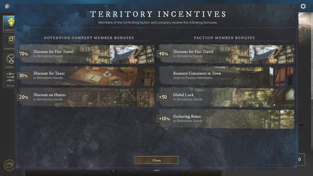 new world territory control incentives