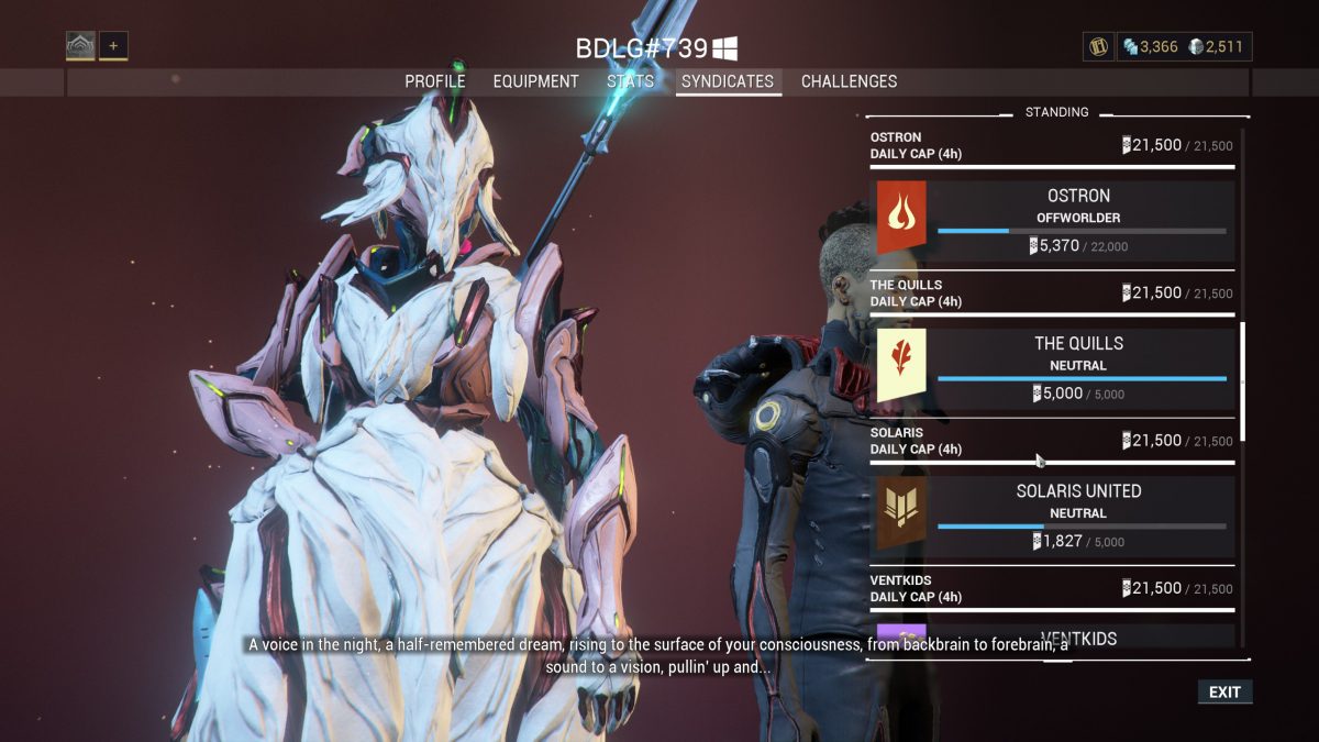 syndicate standing warframe