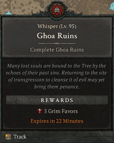 Whispers Objective dungeon clear also rewards