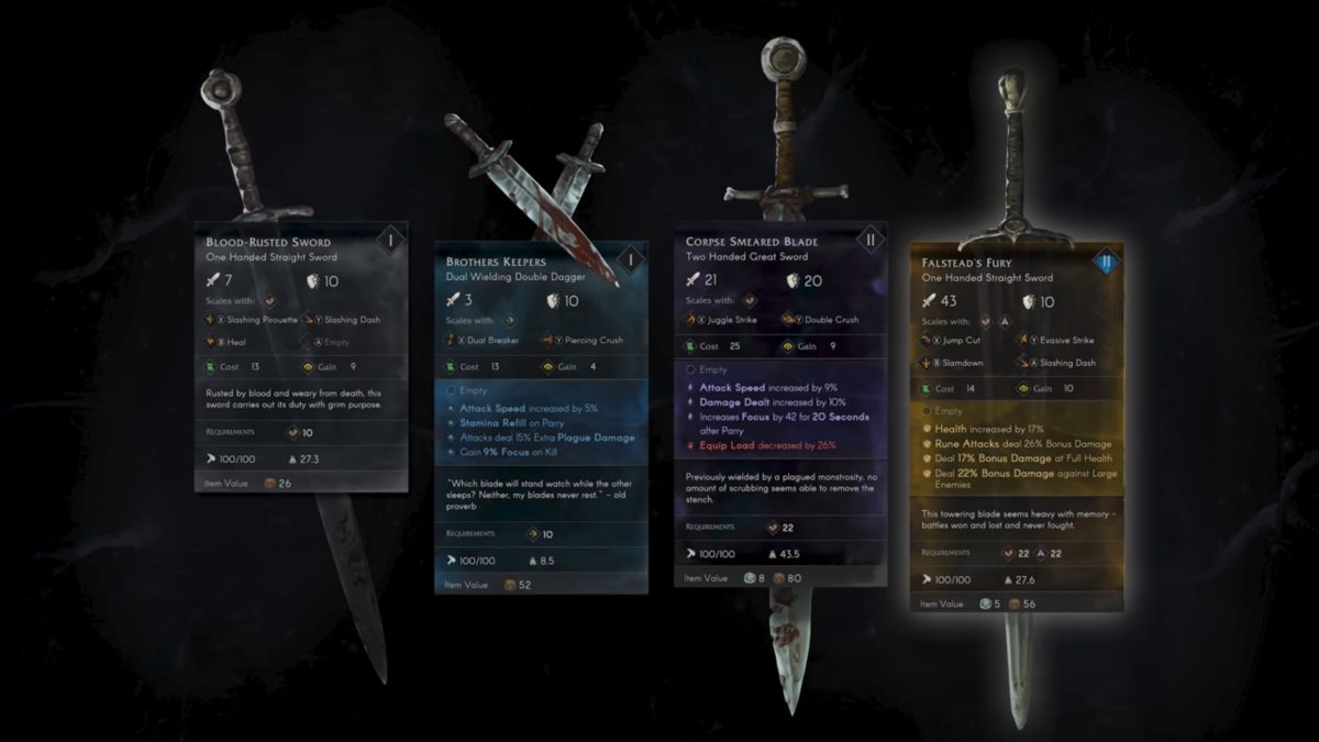 no rest for the wicked armor and weapon rarities