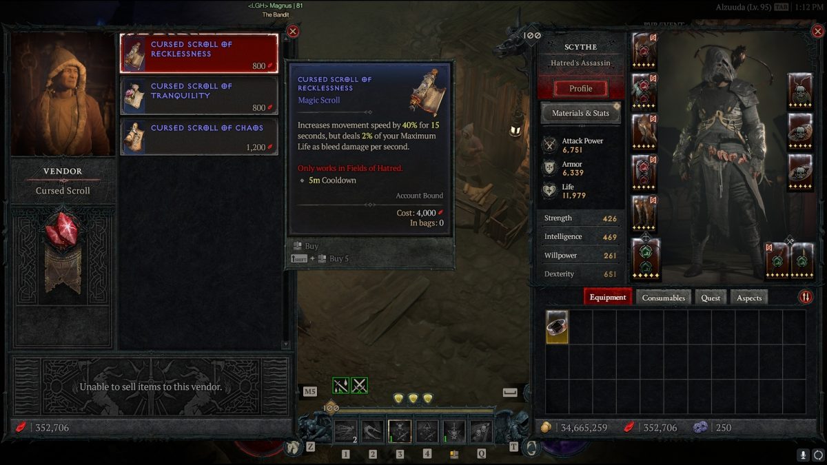 Diablo 4 PVP Fields of Hatred Guide scroll vendor